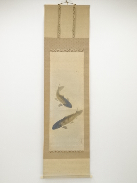 JAPANESE HANGING SCROLL / HAND PAINTED / CARP / ARTISTS WORK